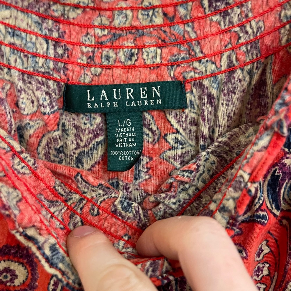 Ralph Lauren Short Sleeve Off the Shoulder Blouse Floral Vibrant Cotton - Picture 5 of 6